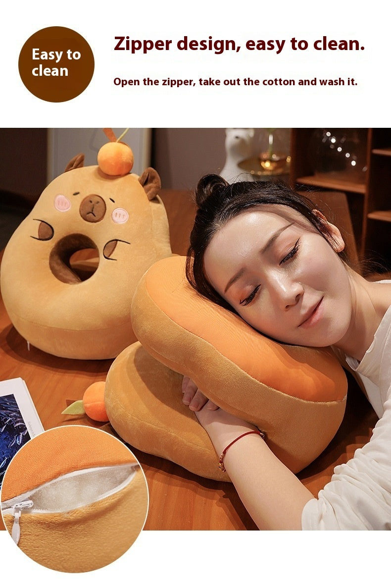 Creative Cute Capybara Ice Silk Afternoon Nap Lunch Break Artifact Plush Pillow - Bellarte Enchanté Creative Cute Capybara Ice Silk Afternoon Nap Lunch Break Artifact Plush Pillow